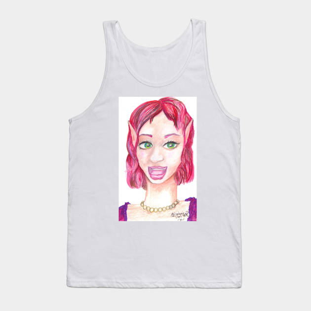 Fairies Fairy Woman Elf Girl Redhead Red Haired Princess Pearls Woman Tank Top by pegacorna